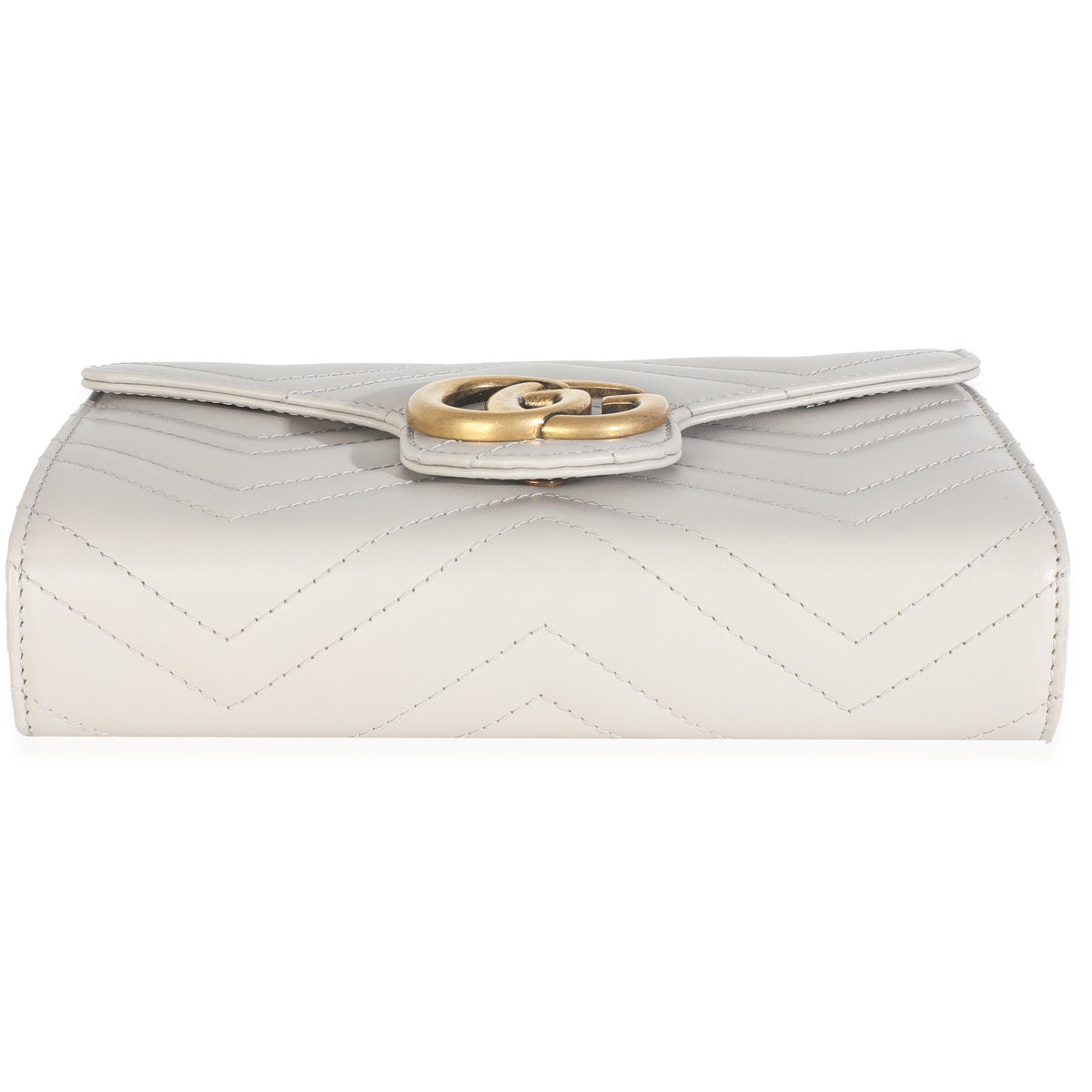 Grey Calfskin Matelasse GG Marmont Chain Wallet