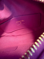 Purple Quilted Caviar Mini Round Hobo Handbag