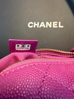 Purple Quilted Caviar Mini Round Hobo Handbag
