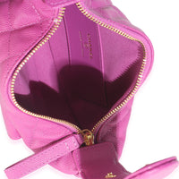 Purple Quilted Caviar Mini Round Hobo Handbag