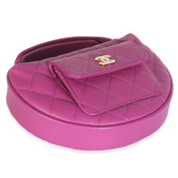 Purple Quilted Caviar Mini Round Hobo Handbag