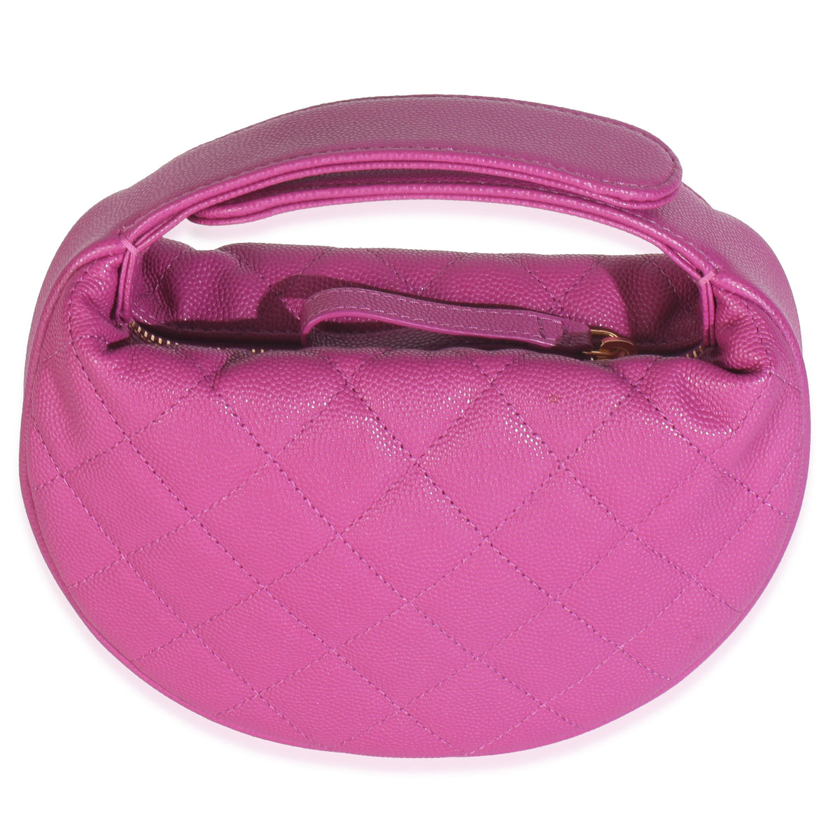 Purple Quilted Caviar Mini Round Hobo Handbag