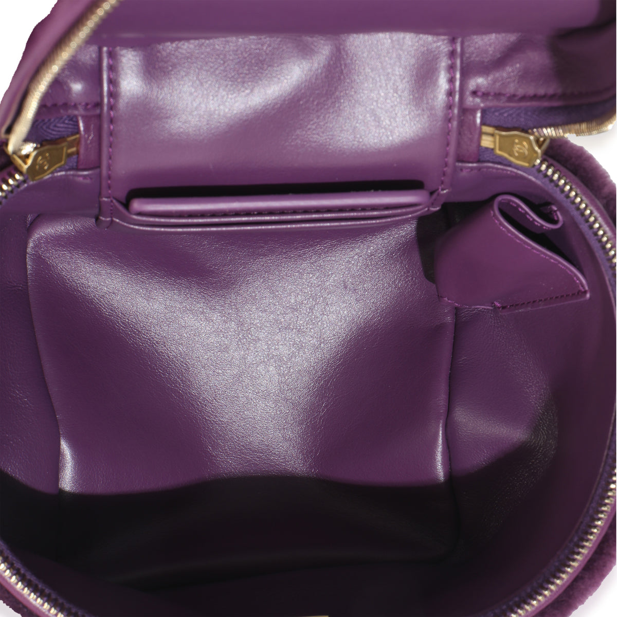Purple Quilted Shearling Lambskin Small Vanity Case