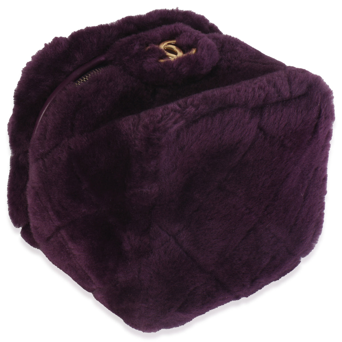 Purple Quilted Shearling Lambskin Small Vanity Case