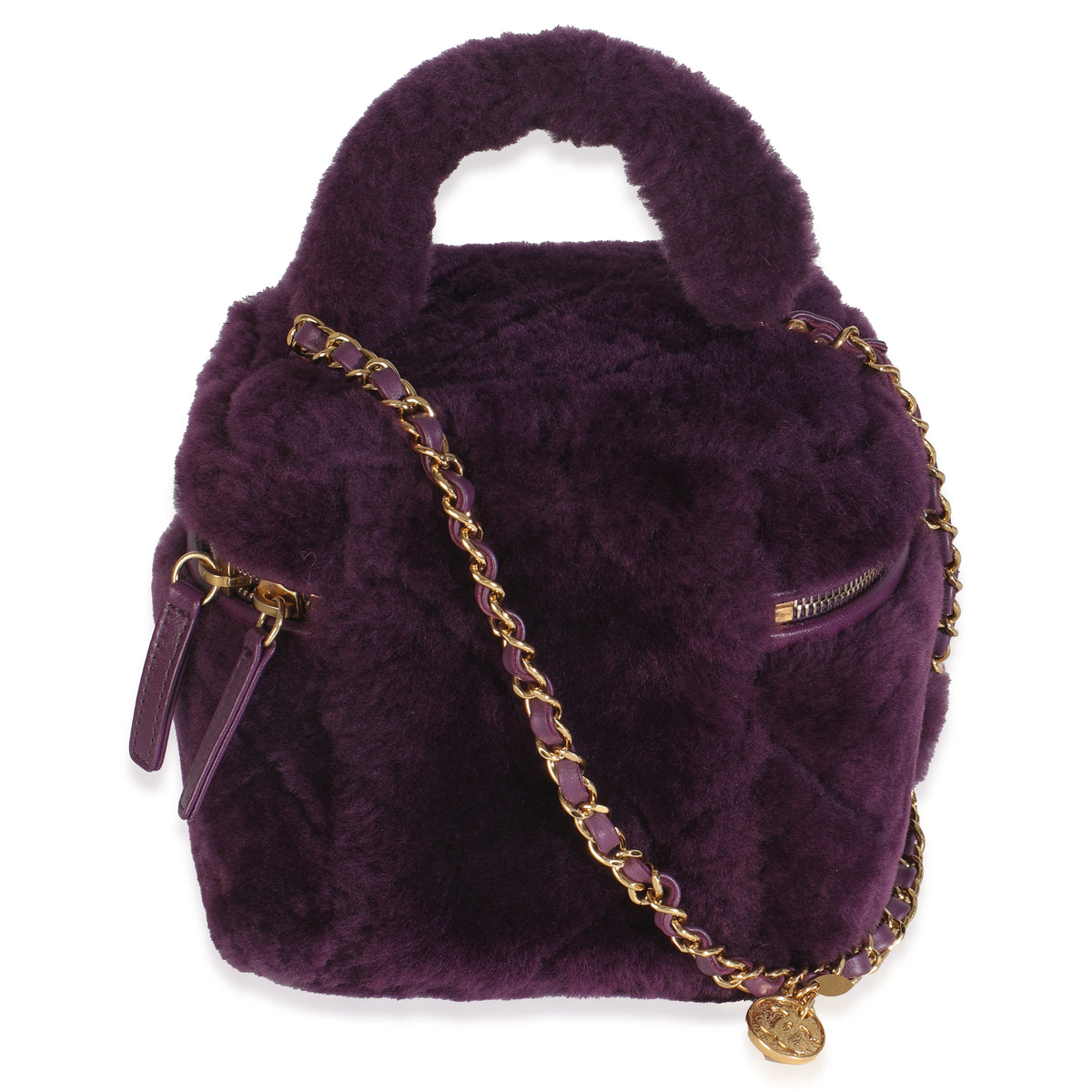 Purple Quilted Shearling Lambskin Small Vanity Case