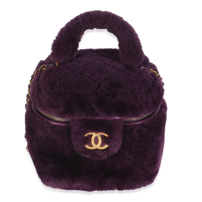 Purple Quilted Shearling Lambskin Small Vanity Case