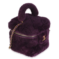 Purple Quilted Shearling Lambskin Small Vanity Case