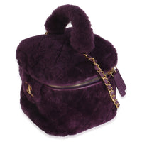 Purple Quilted Shearling Lambskin Small Vanity Case