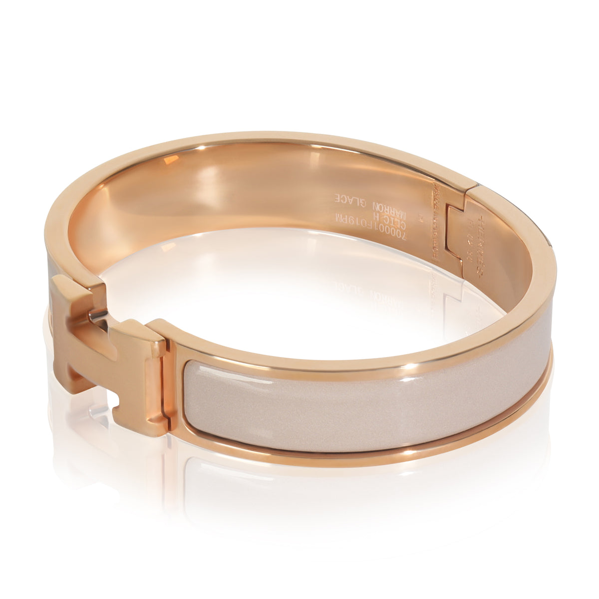 Gold-Plated  Clic H In Marron Glacé Bracelet