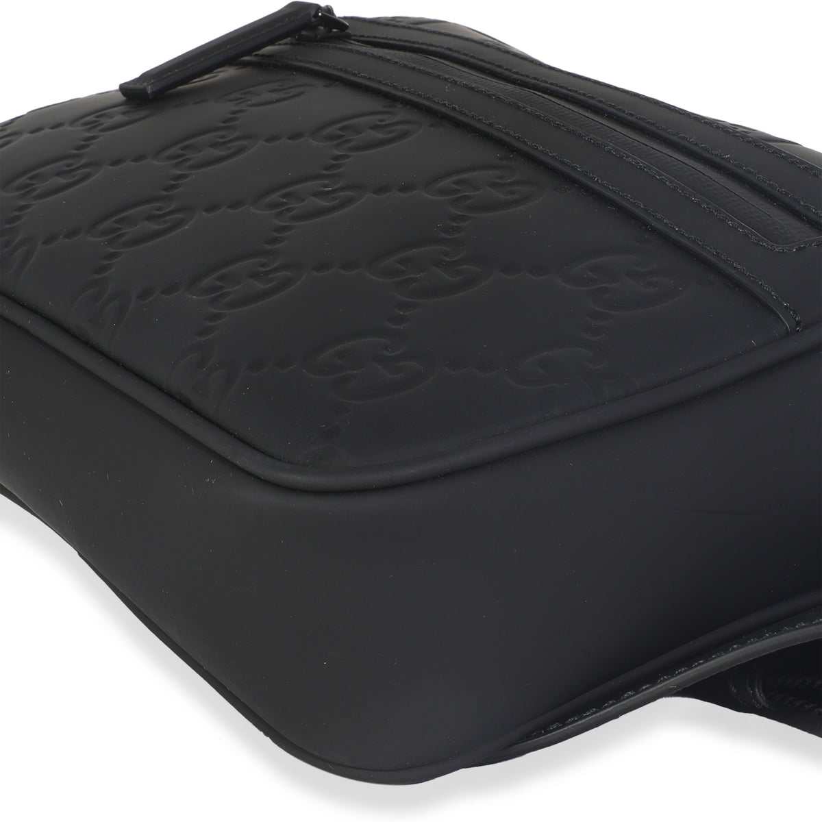 Black Rubber Effect GG Belt Bag
