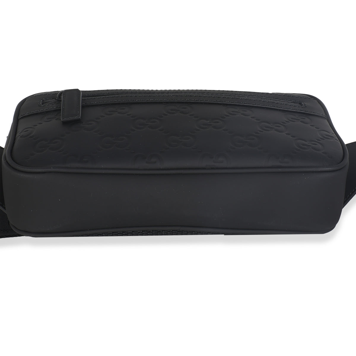 Black Rubber Effect GG Belt Bag