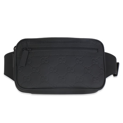 Black Rubber Effect GG Belt Bag