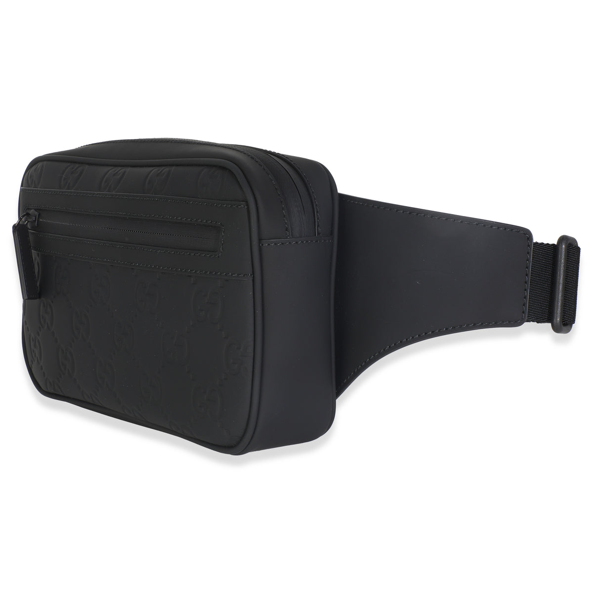 Black Rubber Effect GG Belt Bag