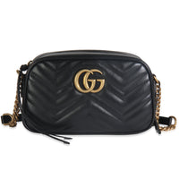 Black Matelasse Calfskin Small GG Marmont Chain Shoulder Bag
