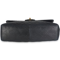 Vintage 24K Black Quilted Lambskin Jumbo Single Flap Bag