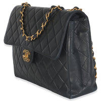 Vintage 24K Black Quilted Lambskin Jumbo Single Flap Bag