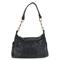 Chanel Vintage Black Grained Calfskin Coco Mark Shoulder Bag Handbag id