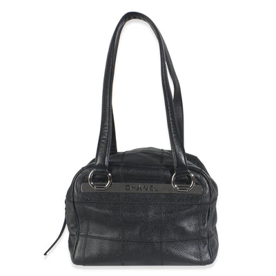 Chanel Black Square Quilt Calfskin LAX Bowler Bag Handbag id
