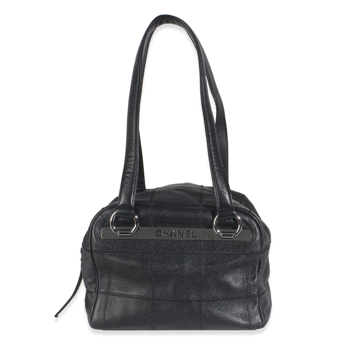 Chanel Black Square Quilt Calfskin LAX Bowler Bag Handbag id