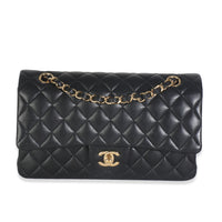 Chanel Black Quilted Lambskin Medium Classic Double Flap Bag Handbag fv