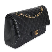 Chanel Black Quilted Lambskin Medium Classic Double Flap Bag Handbag pv