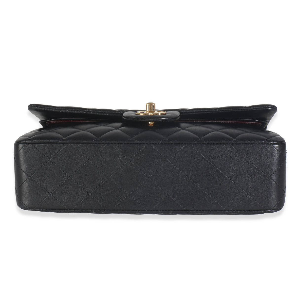 Chanel Black Quilted Lambskin Medium Classic Double Flap Bag Handbag stamp