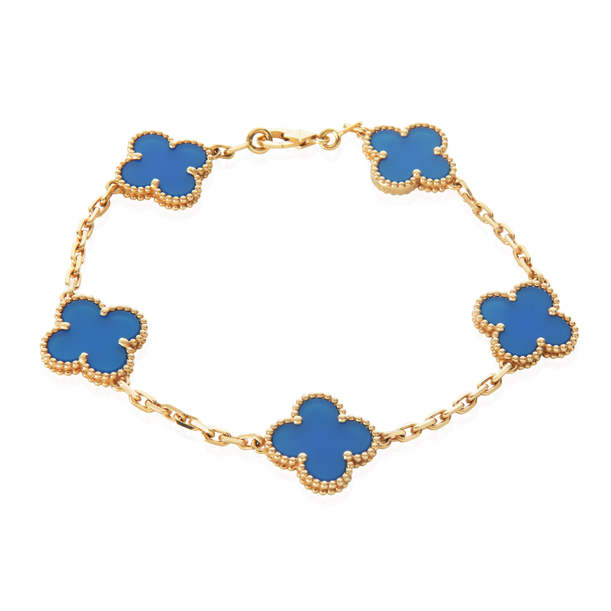 Yellow Gold Agate Vintage Alhambra Bracelet