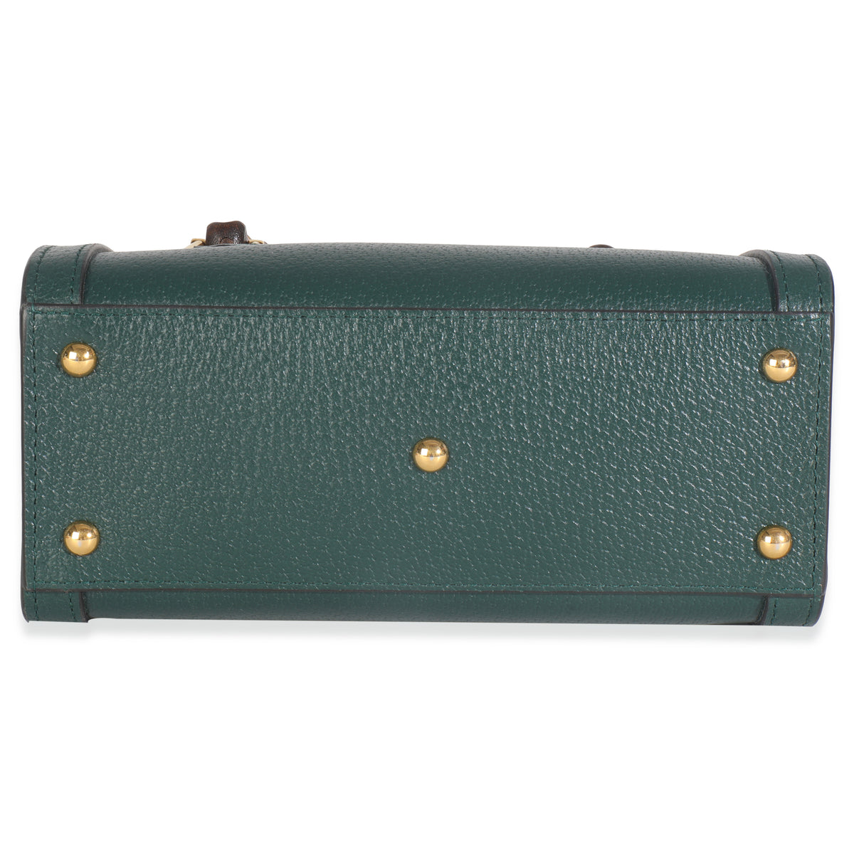 Dark Green Textured Dollar Calfskin Mini Diana Bamboo Top Handle Bag