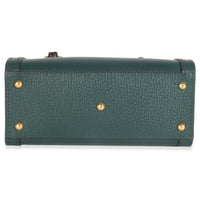 Dark Green Textured Dollar Calfskin Mini Diana Bamboo Top Handle Bag