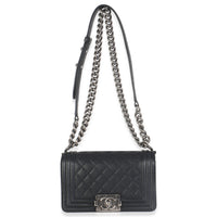 Black Quilted Caviar Small Boy Bag