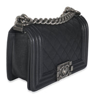 Black Quilted Caviar Small Boy Bag