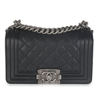 Black Quilted Caviar Small Boy Bag