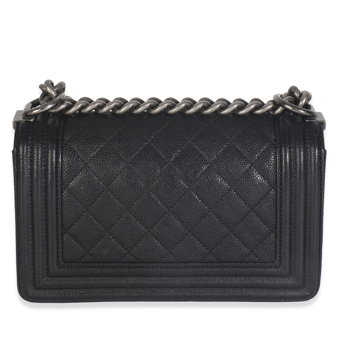 Black Quilted Caviar Small Boy Bag