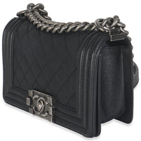 Black Quilted Caviar Small Boy Bag