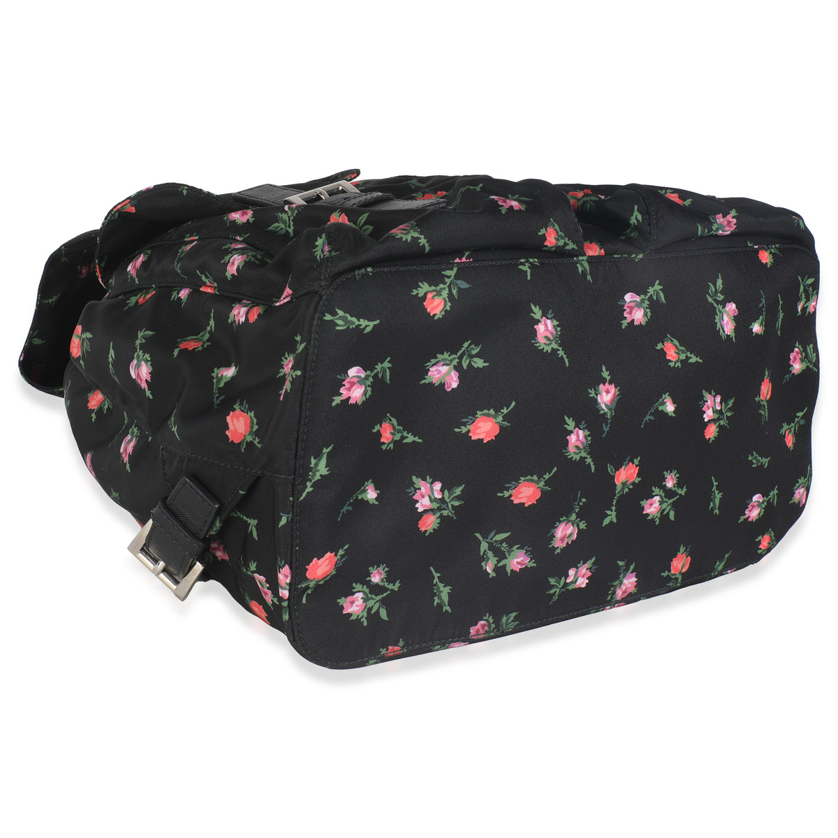 Black Dis Rose Tessuto Nylon Saffiano Stampata Drawstring Backpack