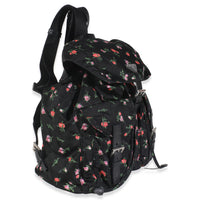 Black Dis Rose Tessuto Nylon Saffiano Stampata Drawstring Backpack