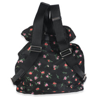 Black Dis Rose Tessuto Nylon Saffiano Stampata Drawstring Backpack