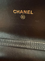 Black Quilted Lambskin CC Pearl Enamel Clutch On Chain