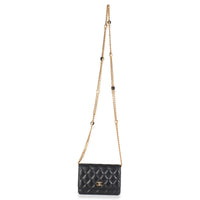 Black Quilted Lambskin CC Pearl Enamel Clutch On Chain