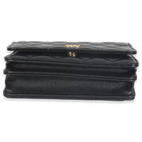 Black Quilted Lambskin CC Pearl Enamel Clutch On Chain