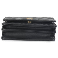 Black Quilted Lambskin CC Pearl Enamel Clutch On Chain