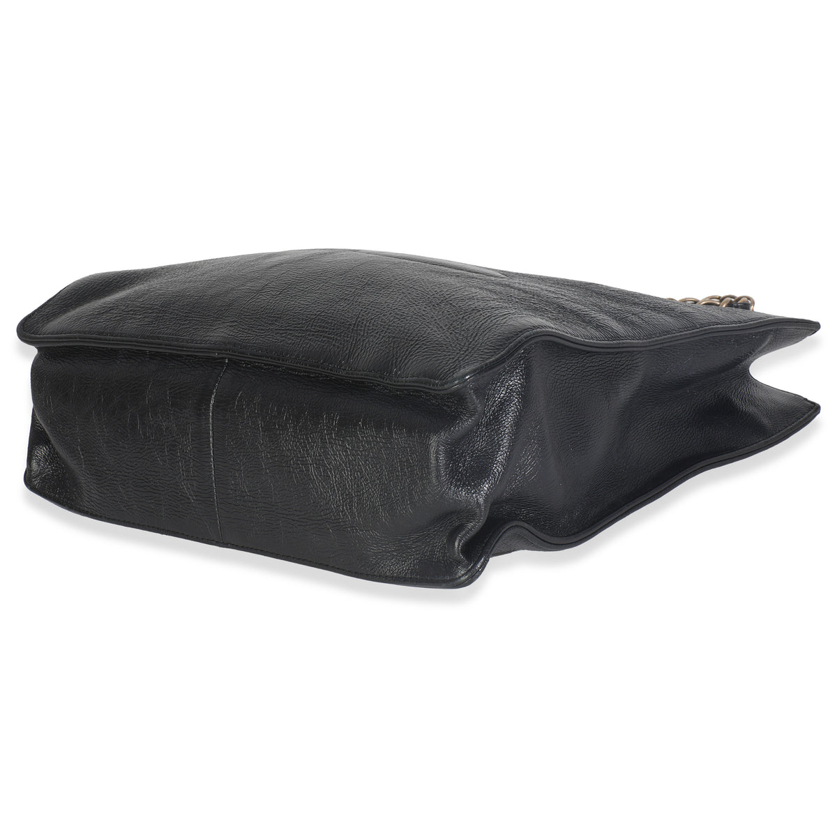 Chanel Black Shiny Aged Calfskin North South Shopping Bag Handbag box