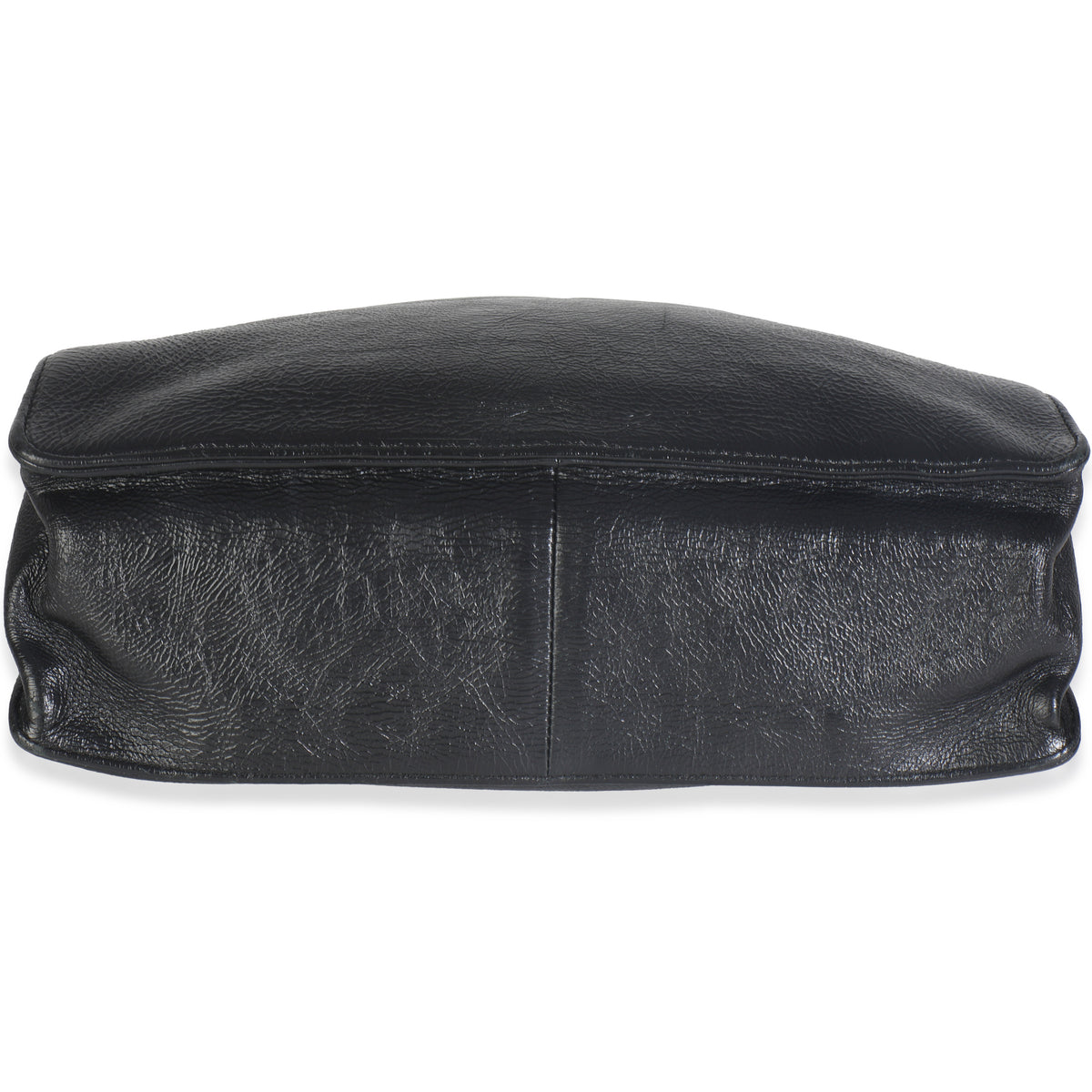 Chanel Black Shiny Aged Calfskin North South Shopping Bag Handbag stamp