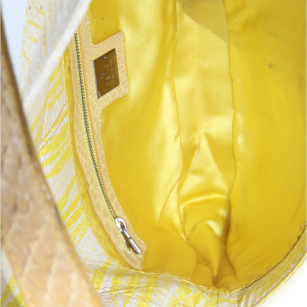 Vintage White Yellow Python Baguette Bag