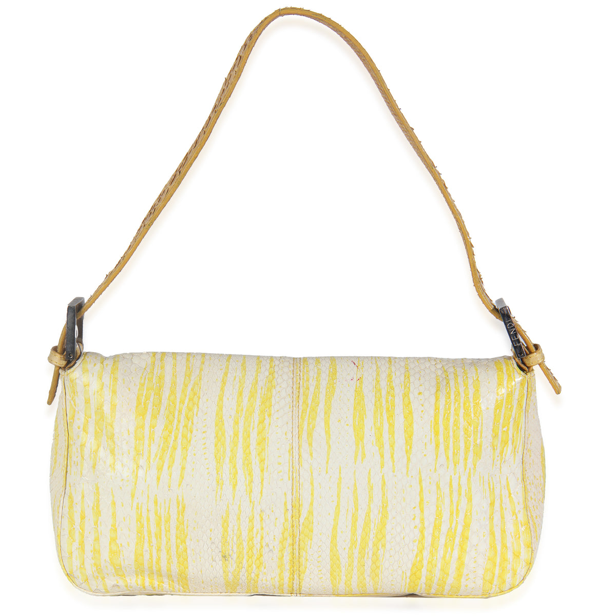 Vintage White Yellow Python Baguette Bag