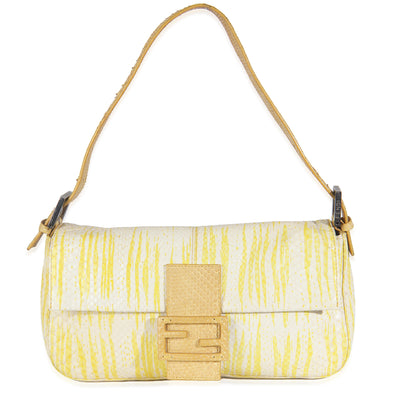 Vintage White Yellow Python Baguette Bag