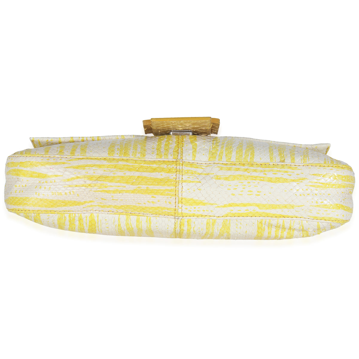 Vintage White Yellow Python Baguette Bag