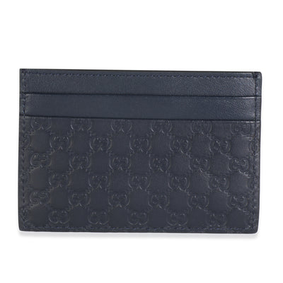 Navy Microguccissima Card Case
