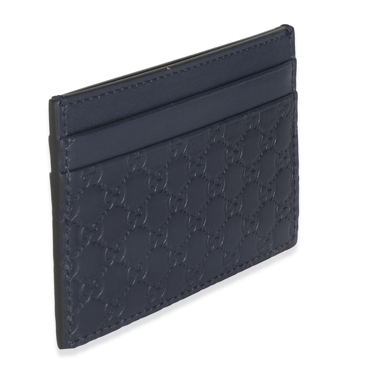 Navy Microguccissima Card Case