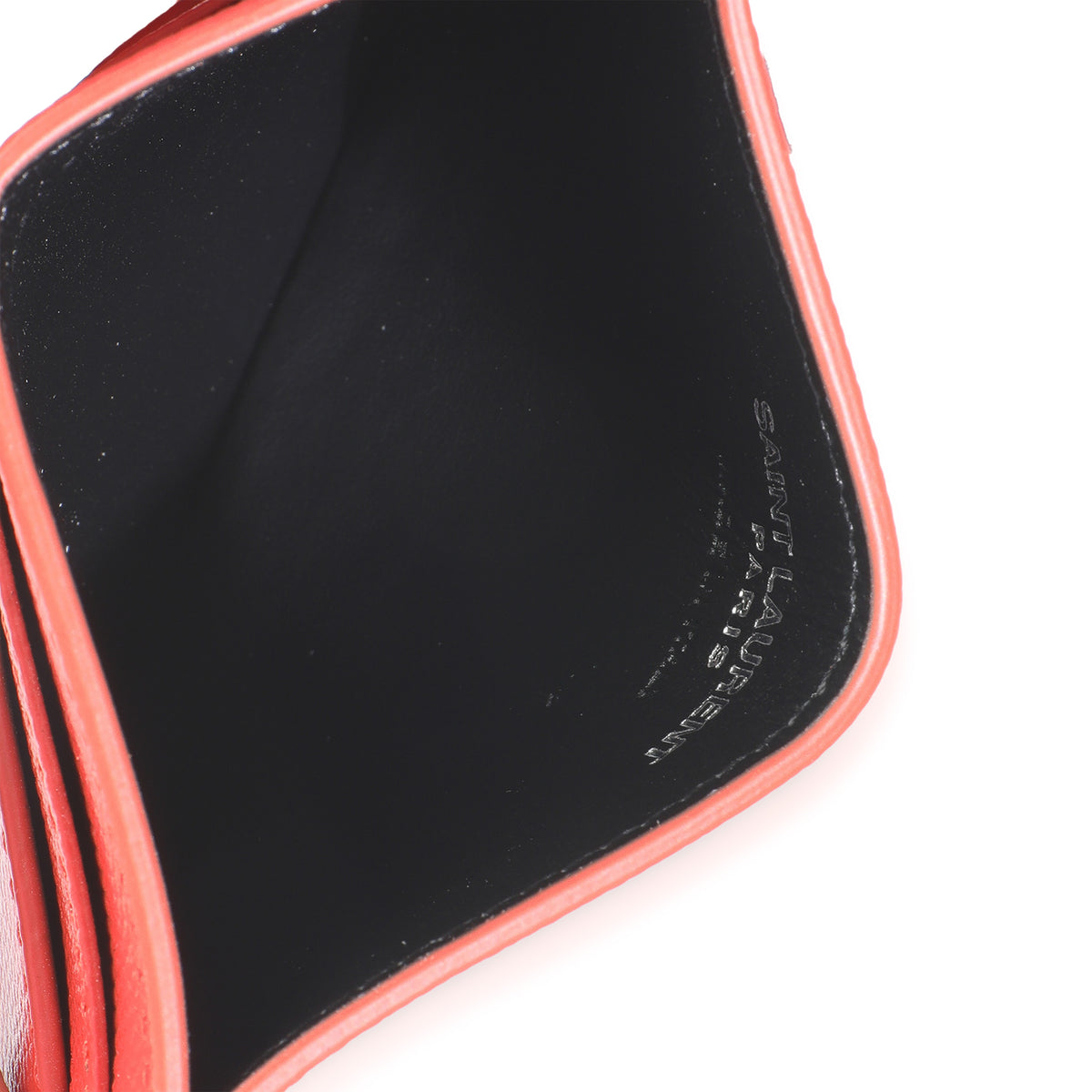 Saint Laurent Red Grain De Poudre Credit Card Case Wallet av